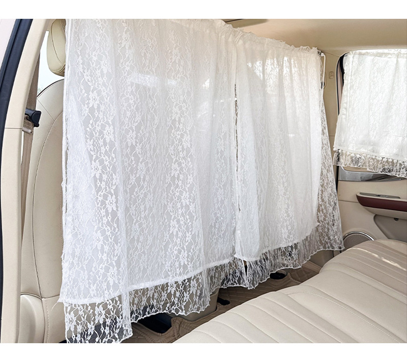 Lace double-layer car partition curtain sunshade curtain sunscreen heat insulation car sunshade retractable car privacy curtain