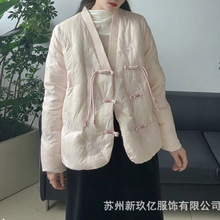 2025冬季新中式国风气质改良外套羽绒服 宽松90绒白鸭绒外套