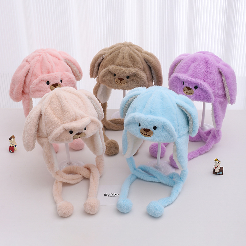 Bonito patrón de cachorro sombrero bebé otoño invierno caliente gorro Lei Feng para niños y niñas protección de oídos universal gorro super lindo