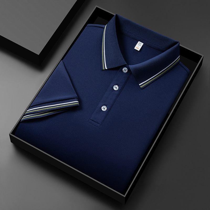 Camiseta polo de manga corta con solapa de seda fría para hostelería y supermercados, uniforme de fábrica personalizado, camiseta de trabajo con texto y logotipo impresos.