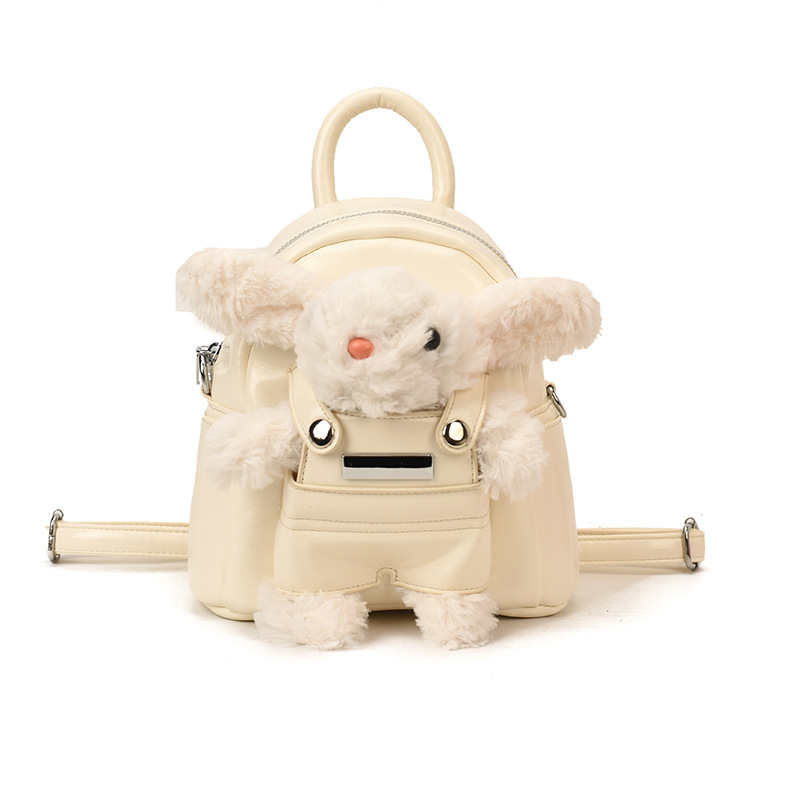 Mochila de dibujos animados de peluche conejo joven suave lindo mini mochila viajar bolsas de moda de color sólido