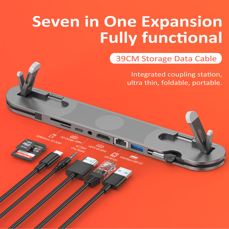 Cross-Border New Product Multifunctional Notebook Stand Typec Docking Station Hub Hub HDMI Card Reader Usb3.0