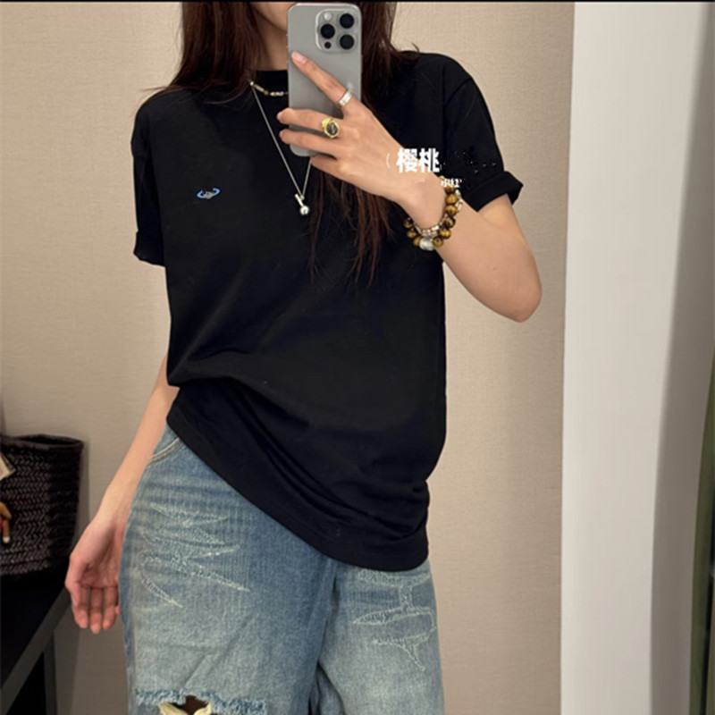 Unisex Yay Klassik Qısaqol Futbolka, Məktub Tikməli