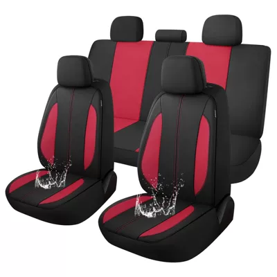 Universal Five-Seater Car Seat Cover, Pu Leather Full-Cover Cushion Cover, Suitable for All Seasons, Cross-Border Best-Selling Model (Universal seat cover) - black-and-red-9-piece-set-nine-piece-set