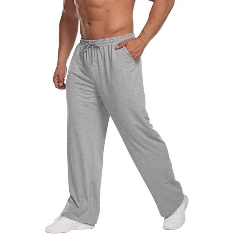 Men's Lightweight Sweatpants Open Bottom Sweatpants Men's Straight-Leg Leg Fitness Sweatpants Casual Pants with Pockets