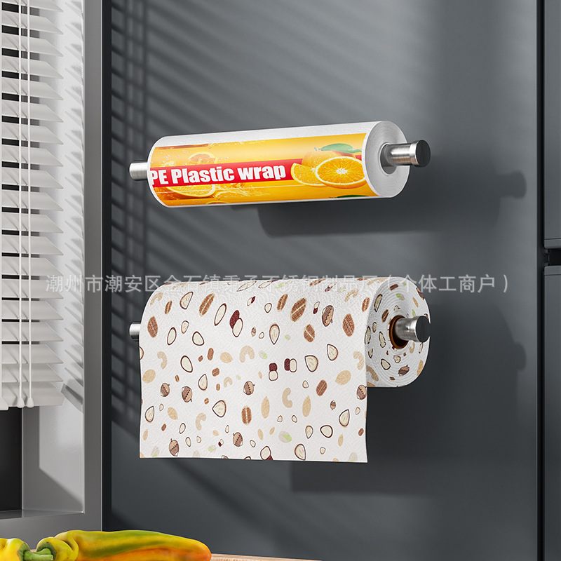 Toallero sin perforaciones, baño, baño, rollo de papel, estante de almacenamiento, envoltura de plástico de cocina, barra de toalla montada en la pared