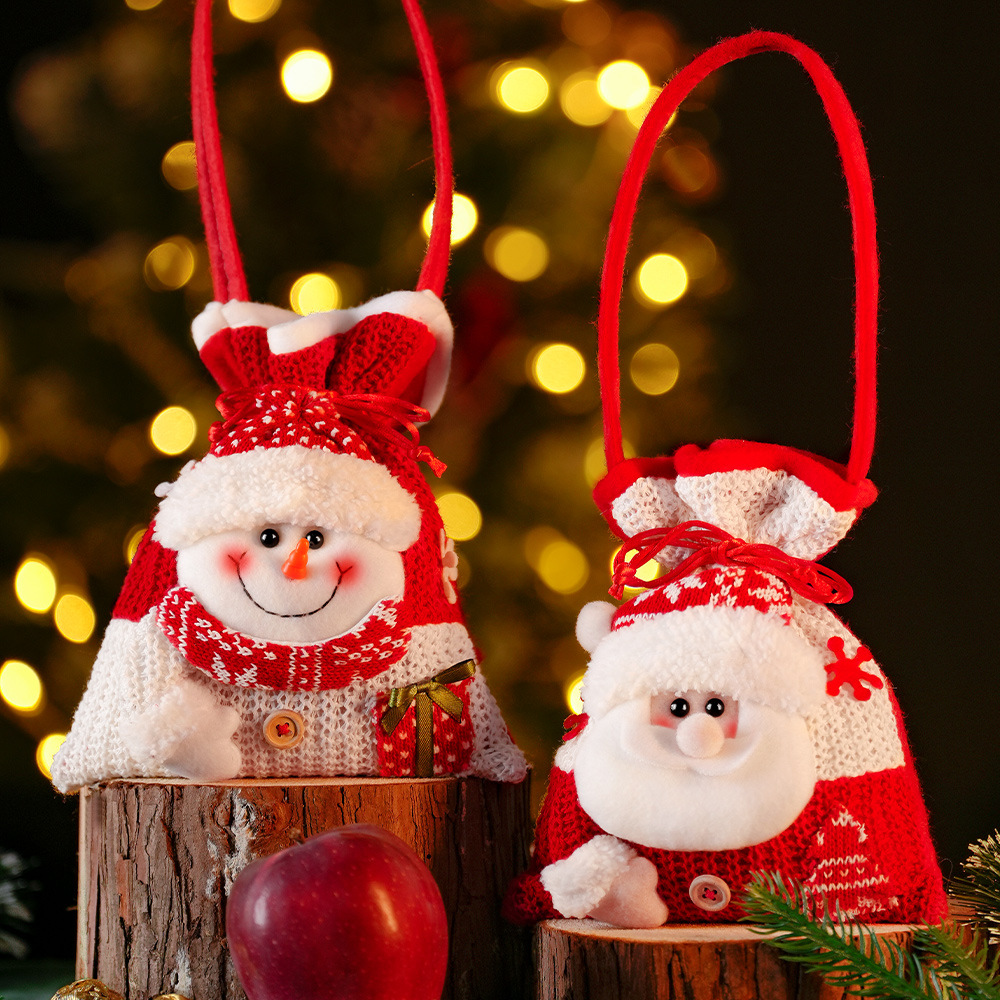Weihnachten Neue Cartoon Gestrickte Hand Geschenk Tasche Alter Mann mit Hand Puppe Tasche Geschenk Tasche_voghion.com