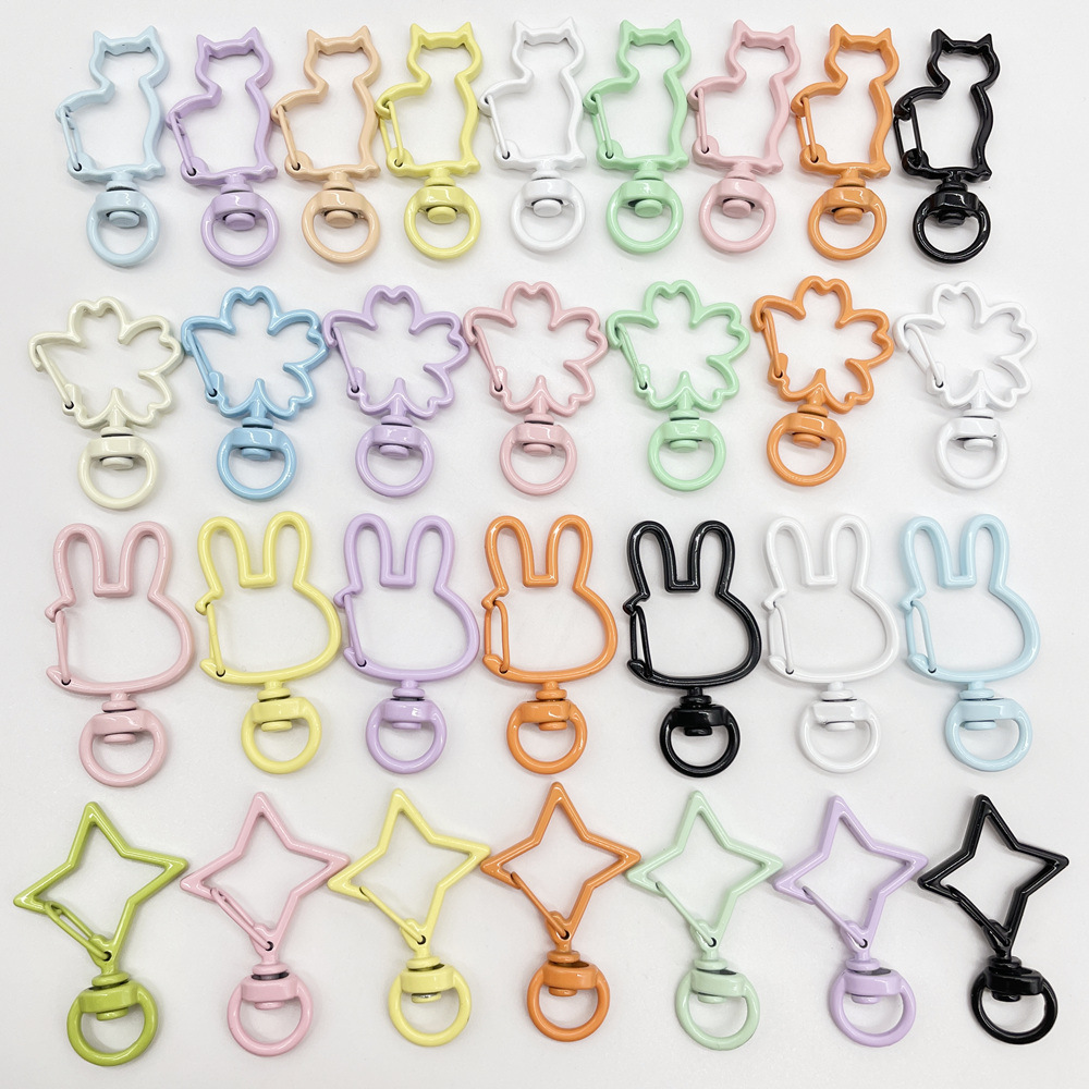 塗装済みスプリングバックル、塗装済みスプリングリング、特殊形状ハートキーホルダー、DIY手作りアクセサリーパーツ、ペンダント、車の鍵