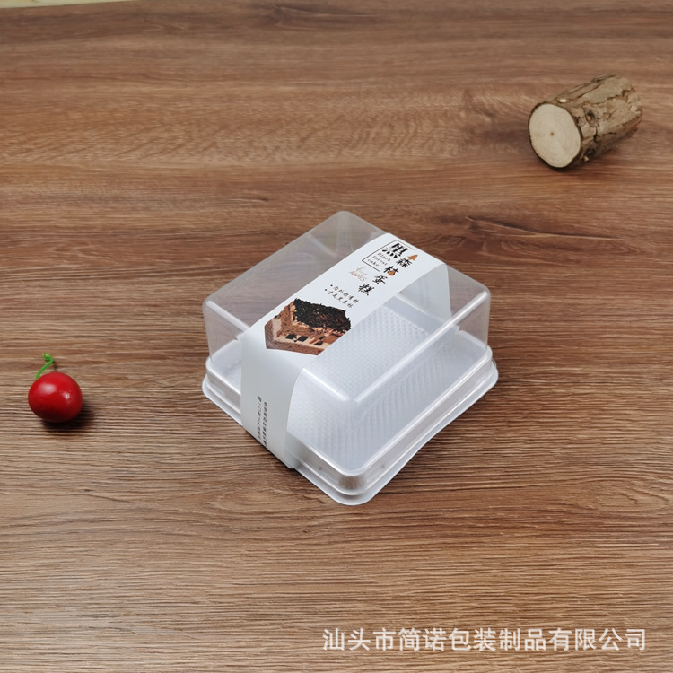 Black Forest Packaging caja de pastel de terciopelo rojo crema salada anti-niebla caja de corte de pastel transparente caja de embalaje para hornear