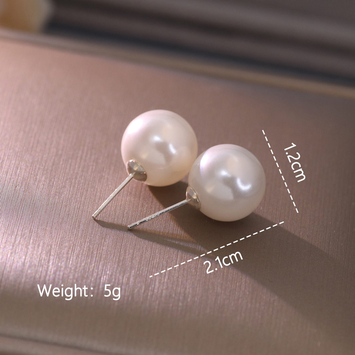 Copper Material Solid Color Pattern 1 Pair Cute Solid Color Inlay Copper Pearl Ear Studs