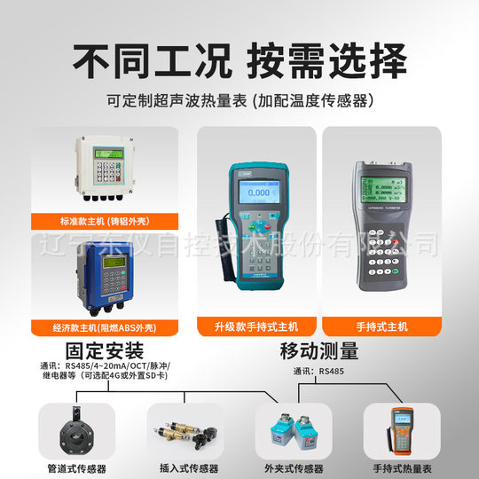 Ultrasonic Flowmeter Handheld Portable Insert External Clamp Remote Transmission Pipeline Water Measurement Liquid Industrial Water Flow Sensor
