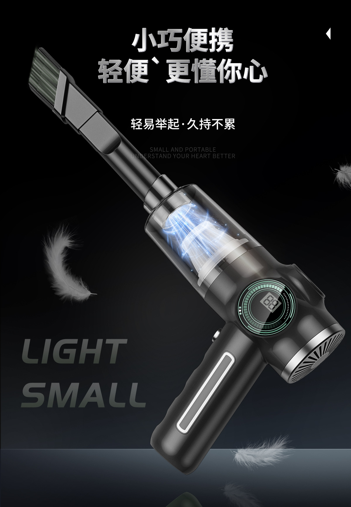 Factory Direct Supply with Digital Display Car Vacuum Cleaner for Home and Car Dual-Use Portable High-Power Handheld Dust Blower Silent