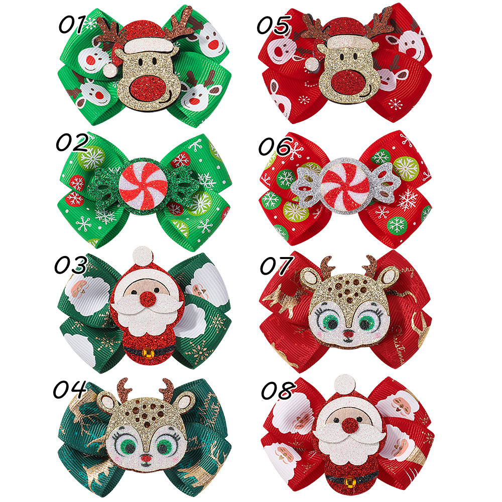 10g Weight Hair Clip Hair Accessories Type Festival Occasion Cute Simple Style Girl'S Santa Claus Bow Knot Elk Cloth Hair Clip