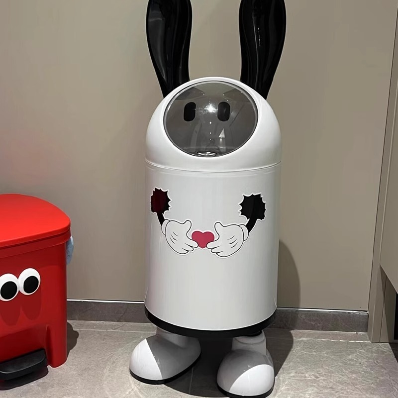 ウサギの耳のゴミ箱のかわいい家庭の客間の寝室のトイレの子供の部屋はふたをひっくり返して紙のかごの高い顔の値の収納桶を持ちます。|undefined