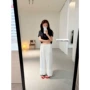 蕾丝新款夏季高腰直筒裤