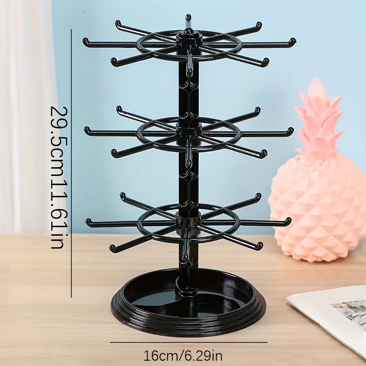 3-layer black detachable rotating head rack