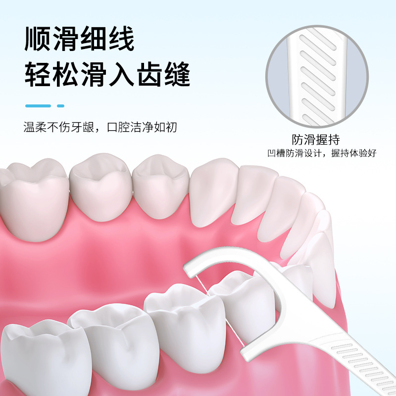 榮俏牙線獨立包裝 一次性塑料牙線棒家用餐飲100支便攜裝牙線批發