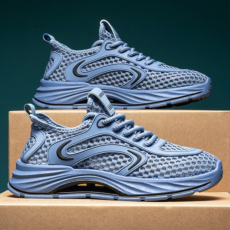 Zapatos deportivos casuales verano para hombres 2025 nuevos zapatos huecos de malla para hombres zapatos de malla grande para hombres aumentados en 45 tallas grandes