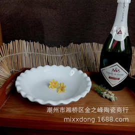 陶瓷派盘 家用烘焙烤盘 沙拉西餐盘 波纹汤盘 8寸芝士焗饭盘