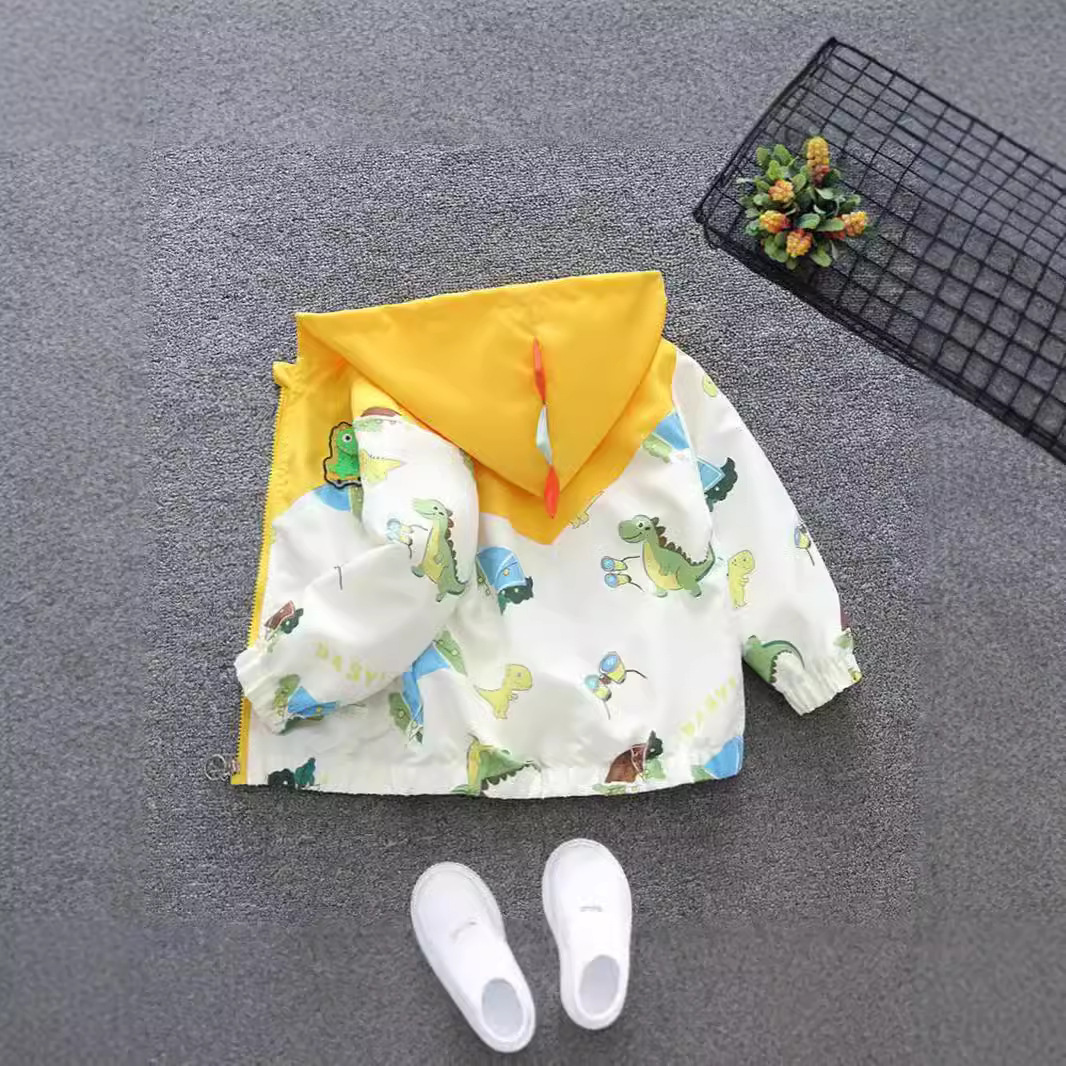 어린이 착용 소년 봄 착용 작은 공룡 코트 2024 새로운 도착 소년 스타일 봄 가을 패션