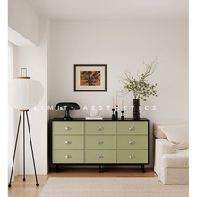 法式复古九斗柜拼色实木边柜玄关柜客厅储物收纳抽屉柜六斗柜哑光