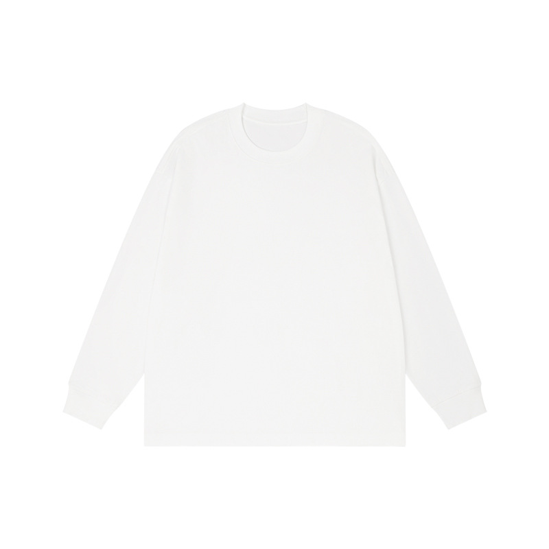 T-shirt a maniche lunghe pettinata da uomo, nuova collezione autunno e inverno da 300 g, realizzata in puro cotone con motivo a filo spesso, da uomo_voghion.com
