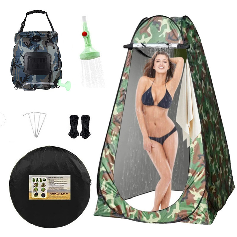 2 ventanas tienda de campaña de camuflaje de flores grandes + bolsa de baño de camuflaje