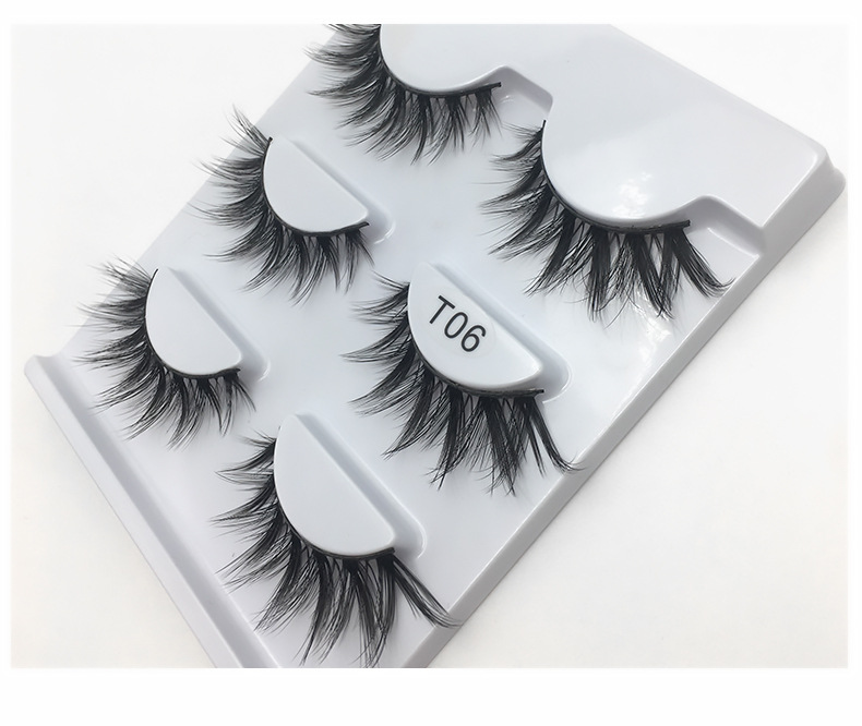 200g Weight False Eyelashes Makeup Tools Types 3 Pairs Quantity Mink Hair Material 3 Pairs Of Multi-layer Thick Natural Curling False Eyelashes 5