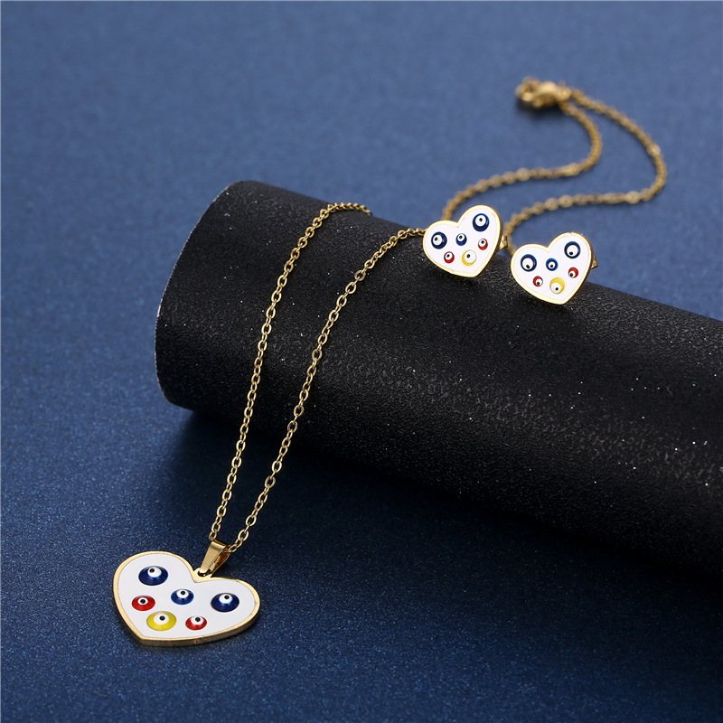 necklace evil eyes necklace earrings set Turkish style heart-shaped jewelry accessories