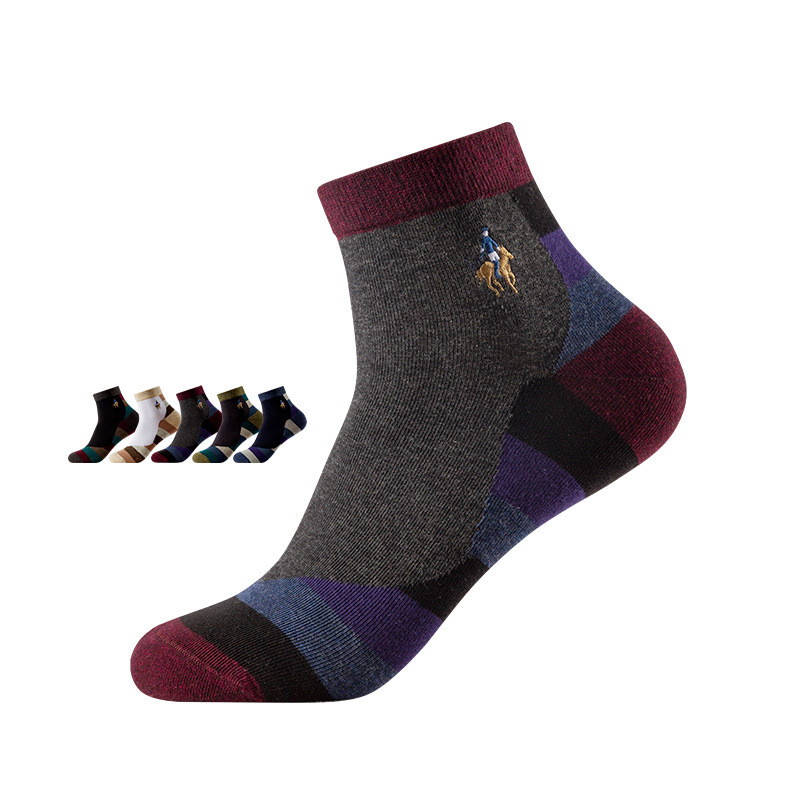 Jadely Paul/Jadeely Paul Socks Men's Short-Tube Color-Blocked Men's Socks Spring, Summer and Autum Deodorant Cotton Socks