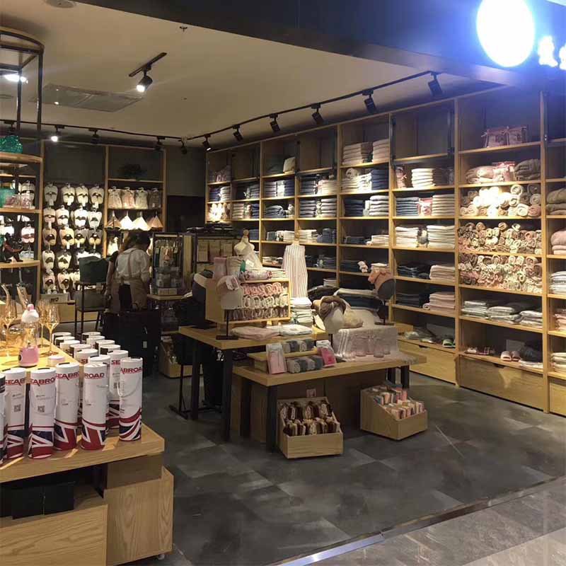 商场居家用品店货架生活管钢木结合展示货架碗碟陶瓷陈列架供应