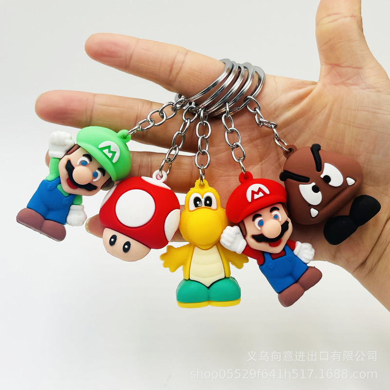 Cartoon Mario Doll Keychain Men's and Women's Bag Pendant Game Peripheral Super Mary Key Chain Spot
