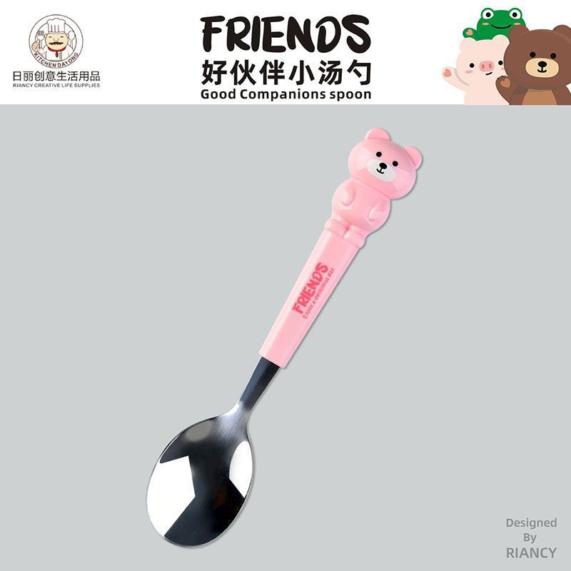Animal encantador portátil para llevar estudiantes cucharas de comidas dormitorios escolares cucharas de cubierta de cubierta set