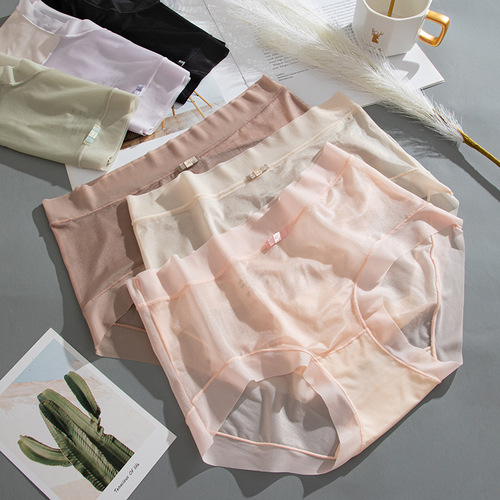 Facial mask underwear, Japanese sweet girl, naked and comfortable, ice silk butt lift, sexy seamless mid-waist underwear, female factory batch