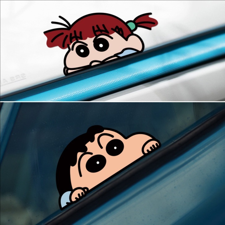 漫画アニメクレヨンしんちゃん窓クリエイティブ車電気自動車ステッカーかわいいひまわりボディ車のステッカー防水ステッカー|undefined