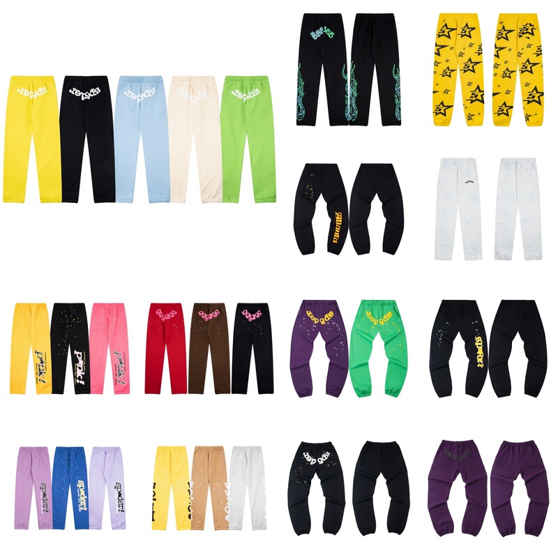 American-style Spider 555 colorful graffiti jogger pants with stars, loose fit, unisex high street fashion brand long pants American-style Spider 555 colorful graffiti jogger pants with stars, loose fit, unisex high street fashion brand long pants