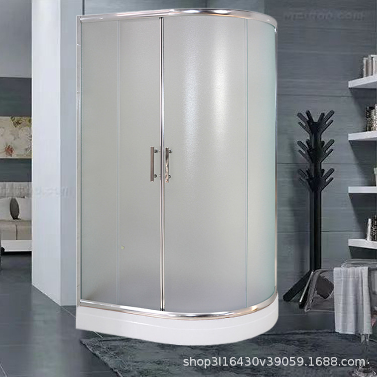 Simple Shower Room High Basin Integral with Bathtub L-shaped Partition Screen Tempered Glass Sliding Door Bath Bathroom Bath