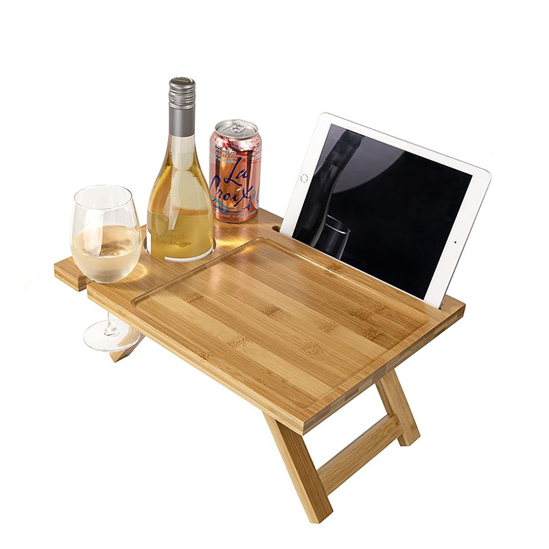 Mesa de picnic de bambú creativa plegable al aire libre mesa perezosa multifuncional estante de portátiles bandeja de té de bambú