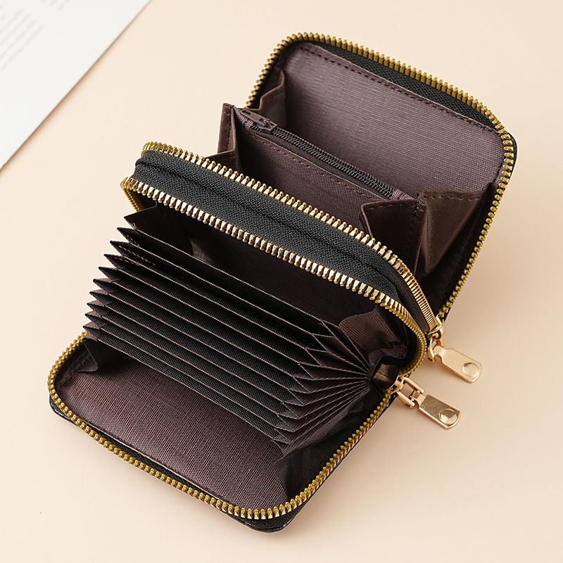 Nuevo resaltado sensación de mano cocodrilo doble cremallera bolso de tarjetas de cambio para mujeres multi-tarjeta billetera de cambio transfronterizo