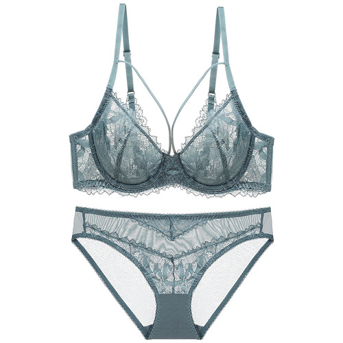 Cross-border pure lust style red bra sexy lace underwear set women's thin push-up foreign trade bra set
