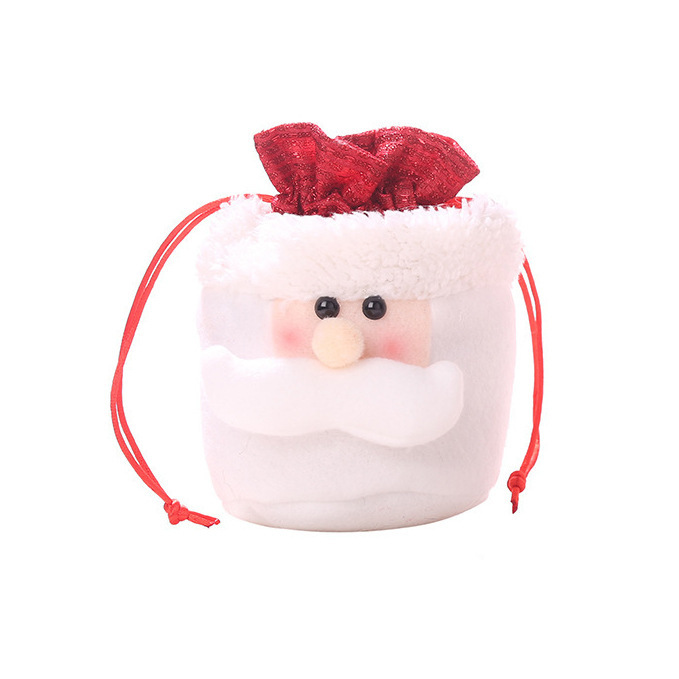 Bolsa de regalo de felpa de Navidad Suministros de decoración de Navidad Bolsa de manzana con cordón de lino Bolsa de dulces para ancianos Bolsa de regalo para niños