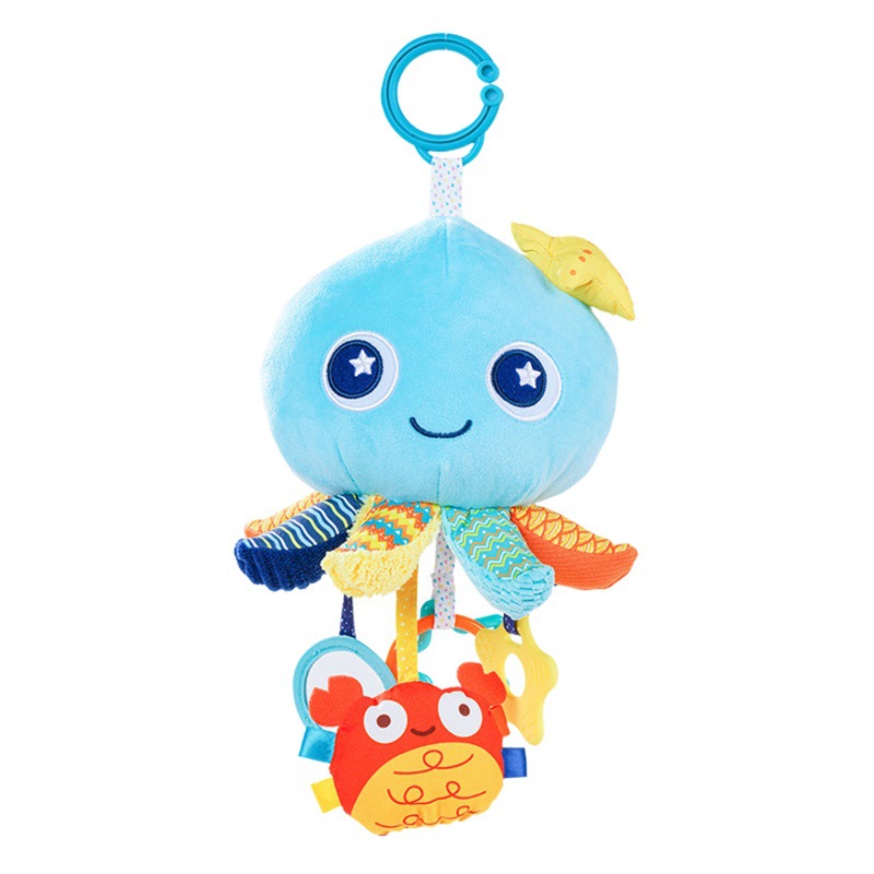 Sozzy nuevo bebé animal marino de pies cortos peces de peluche muñeca de música carro colgante juguetes para bebés