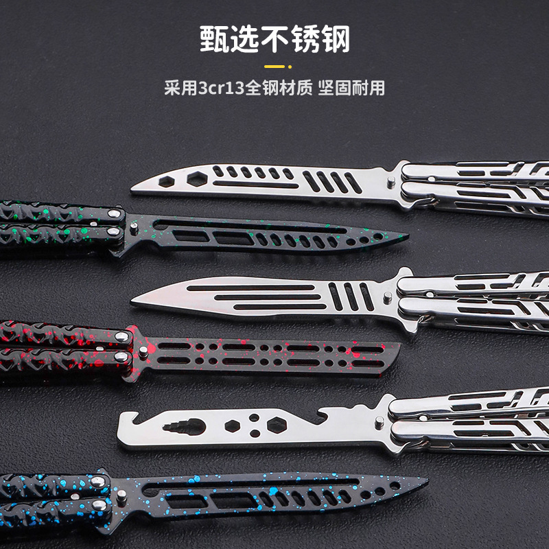 Cuchillo de mariposa de acero inoxidable CSGO cuchillo de práctica periférica herramienta cuchillo plegable cuchillo sin abrir cuchillo ornamental en stock al por mayor