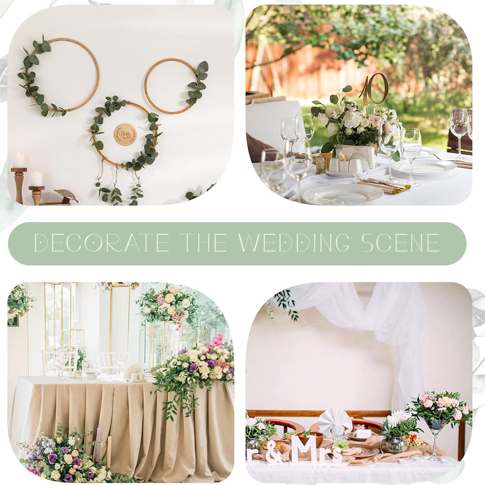 60 hojas de simulación de eucalyptus verde diseño de boda accesorios de boda hojas de decoración artificial bosque transfronterizo ramo de flores
