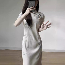 高品质夏新中式国风改良素雅旗袍2024年夏季新款年轻款少女修身长
