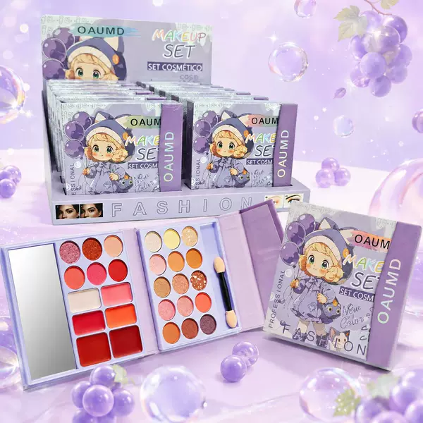 OAUMD Cute Cartoon Girl Portable Eyeshadow and Blush Palette Pearlescent Glitter Matte Multi-Color Makeup Set Cross-Border