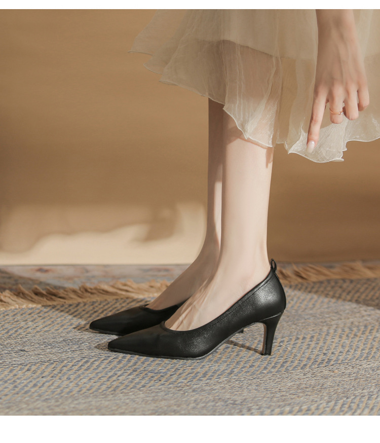 Giày cao gót mũi nhọn miệng nông Jingang ZX60001 – giày stiletto đa năng xuân thu 2025 — màu đen chi tiết 13