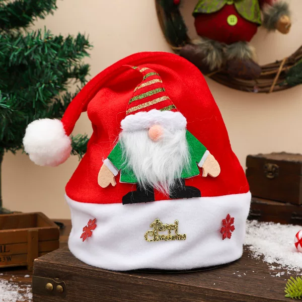 Plaid Santa Hats for Elderly Wholesale Children's Holiday Decorative Hats Cross-Border In-Stock Foreign Trade Party Gifts Manufacturer Supply