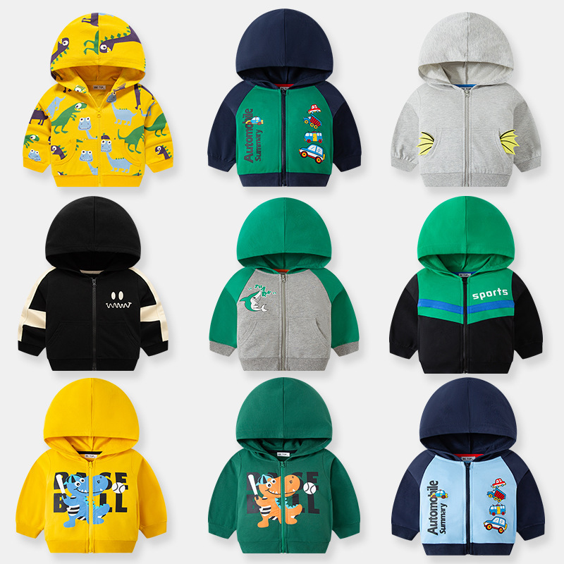 Be Top Kidsren's Clothing 2026 Autumn and Winter New Style Kidsren's All-Over Printed Dinosaur Cartoon Jacket Boys' Zipper Shirt Knitted Sweatshirt