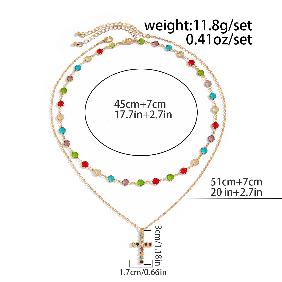 Crystal Cross Necklace For Men Layered Chain Hip-hop Accessory_voghion.com